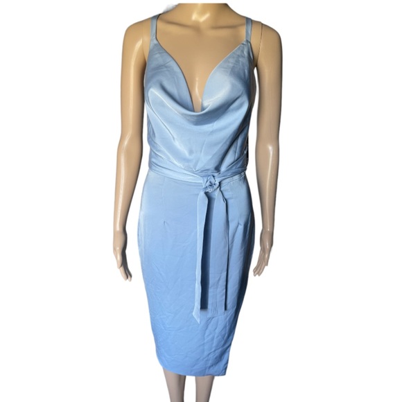 NWT Lavish Alice Cross Back Cowl Neck Midi Dress in Cornflower Blue Size 4 - Picture 6 of 16